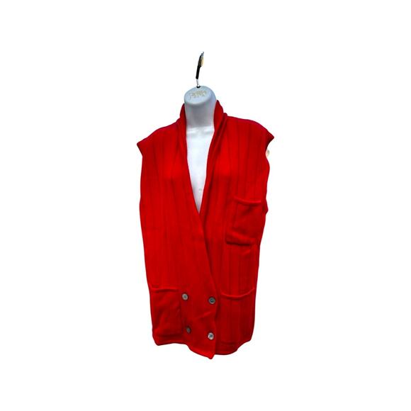 80s Liz Claiborne Over Sized Red Sweater Vest Medium - Picture 2 of 7